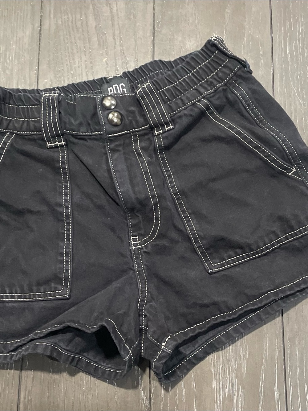 BDG Black Cargo Shorts with White Contrast Stitching
